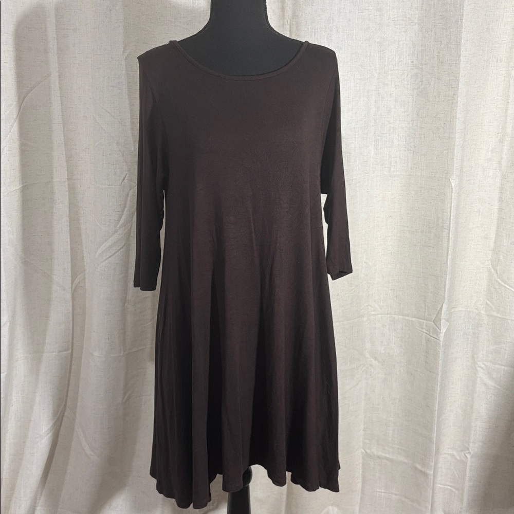 42 Pops Scoop Neck A-Line Dress in Dark Brown